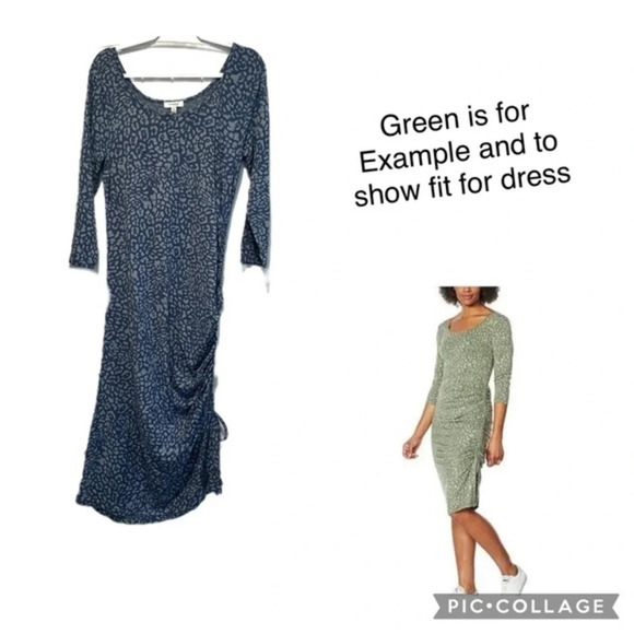 Skinnygirl Connie Animal print Ruched Midi Blue Dress XL NEW​ - Picture 1 of 7